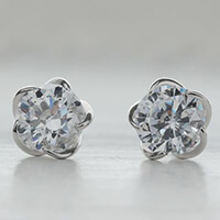 【ピアス】ラウンドカット・花・1ct ・GS0722Q_100X2